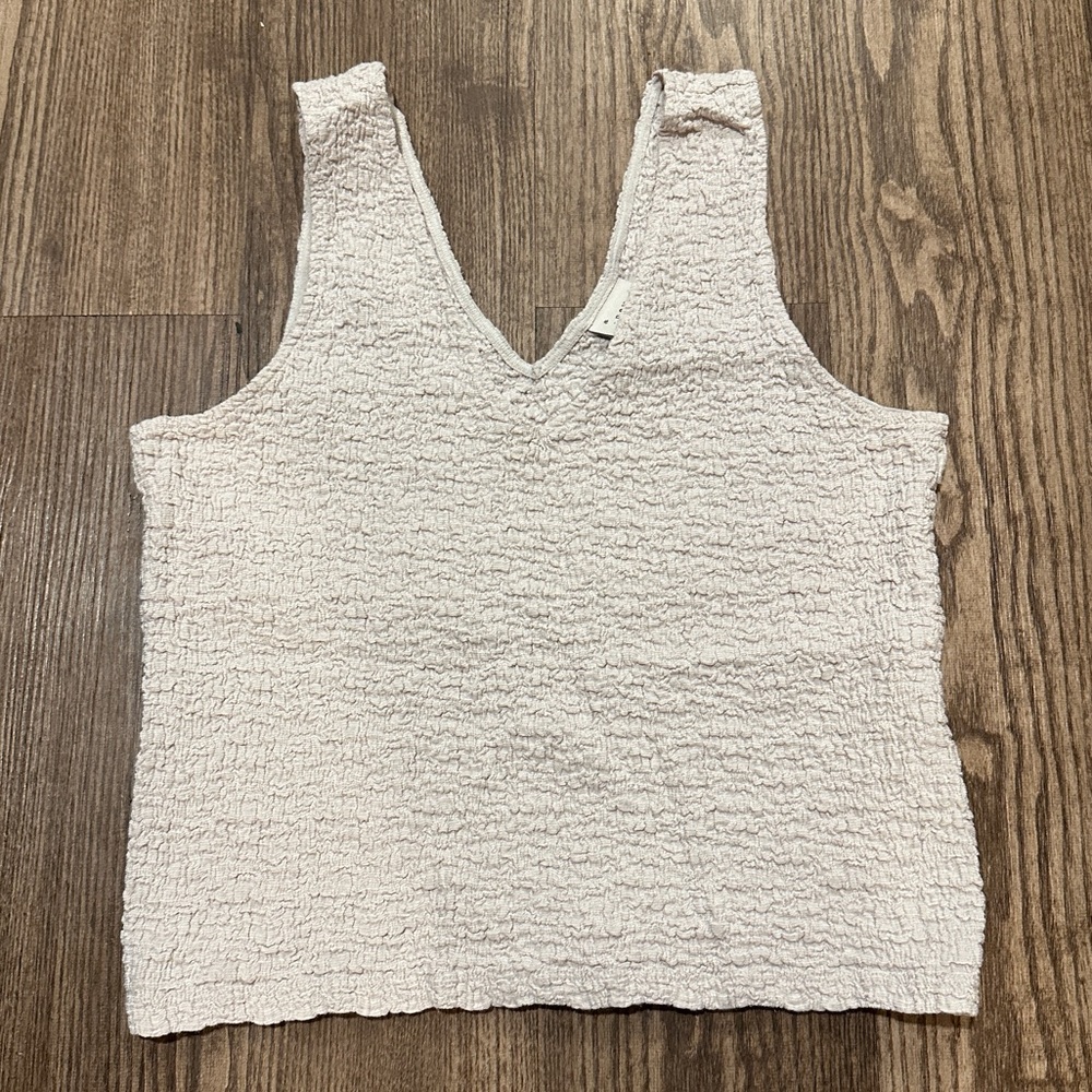 Target A New Day Cream Tank Top Textured Stretchy Scrunchy Size Medium